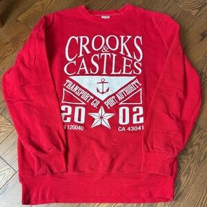 [crooks & castles] Port Authority Crewneck Sweatshirt - Red - L